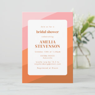 Invitación Ducha de Novia Boho Personalizada Rosa Naranja Ter