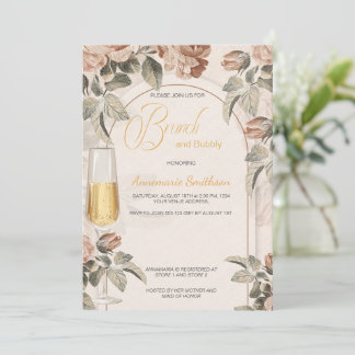 Invitación Ducha de Novia Boho Terracotta Brunch Bubbly |