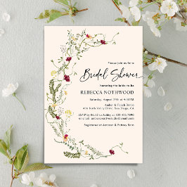 Invitación Ducha de novia Boho Wreath Wildflower minimalista
