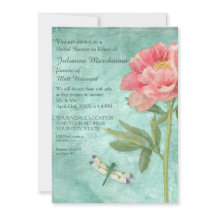 Ducha de novia Bonito Peony flor en la libélula