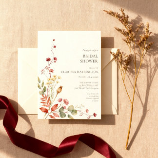 Invitación Ducha de Novia Botánica Burgundy y Blush