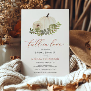 Invitación Ducha de Novia Botánica de Calabaza Blanca Otoñal