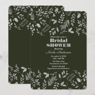Invitación Ducha de Novia Botánica de Hojas Plateadas Verde O