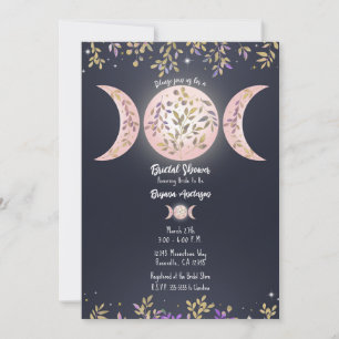 Invitación Ducha de Novia Botánica de la Diosa Triple Luna Az