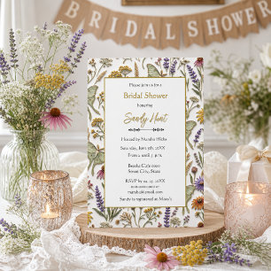 Invitación Ducha de Novia Botánica de la Polilla Luna de Flor