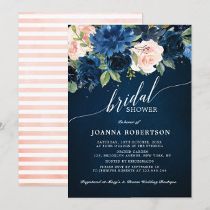 Invitación Ducha de novia botánica rosa rosa de la Marina Azu