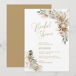 Invitación Ducha de Novia Botánico Boho Verde y Dorado