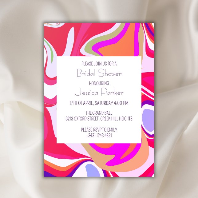 Invitación Ducha de novia brillante rosa brillante y vibrante (Subido por el creador)