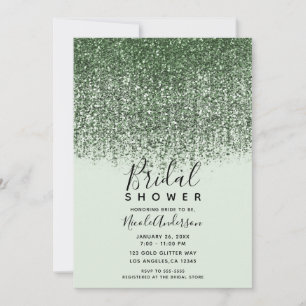 Invitación Ducha de Novia Brillante Verde con Glitter de San 