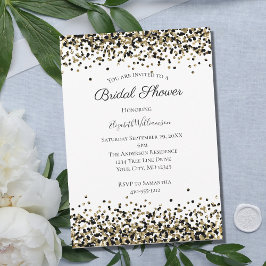 Invitación Ducha de Novia Brillo Estampado Leopardo Oro Negro