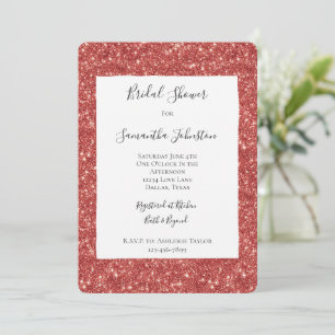 Invitación Ducha de Novia Brillo Glitzy Rojo Brillante