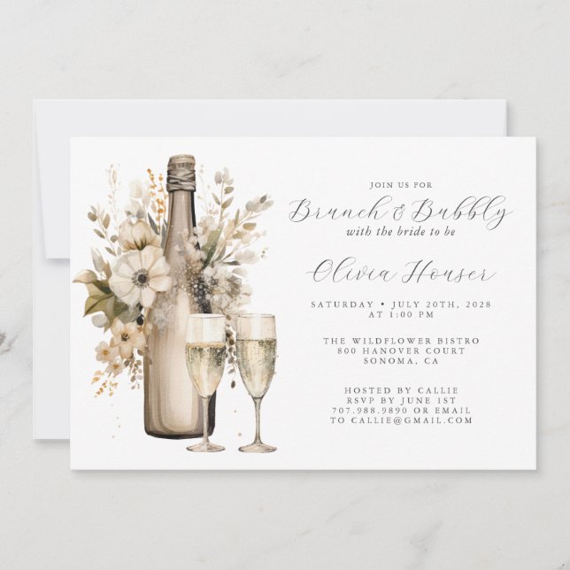 Invitación Ducha de novia Brunch & Bubbly (Anverso)