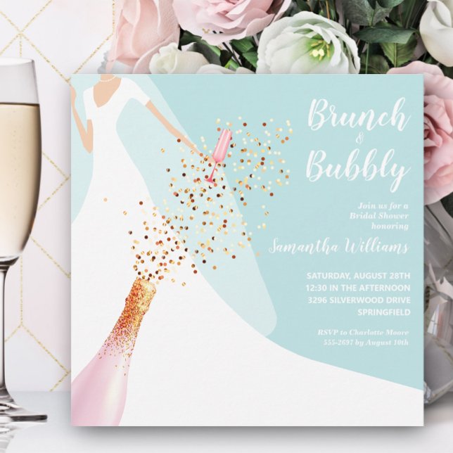 Invitación Ducha de novia brunch-bubbly Blue Bridal (Subido por el creador)
