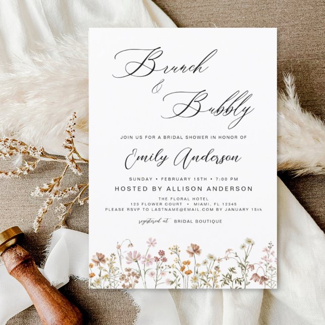Invitación Ducha de novia Brunch & Bubbly Boho (Subido por el creador)