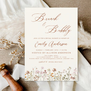Invitación Ducha de novia Brunch & Bubbly Boho