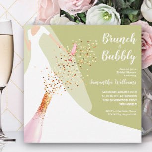 Invitación Ducha de novia brunch-bubbly Green