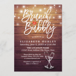 Invitación Ducha de novia Brunch & Bubbly Madera de vidrio de