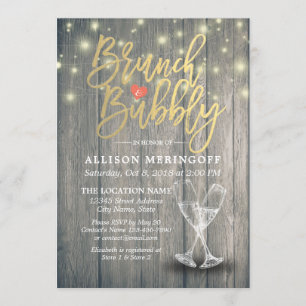 Invitación Ducha de novia Brunch & Bubbly Madera de vidrio de