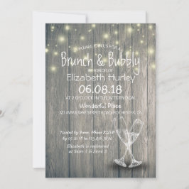 Invitación Ducha de novia Brunch & Bubbly Madera de vidrio de