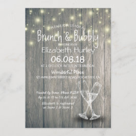 Invitación Ducha de novia Brunch & Bubbly Madera de vidrio de