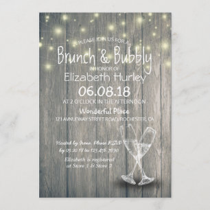 Invitación Ducha de novia Brunch & Bubbly Madera de vidrio de