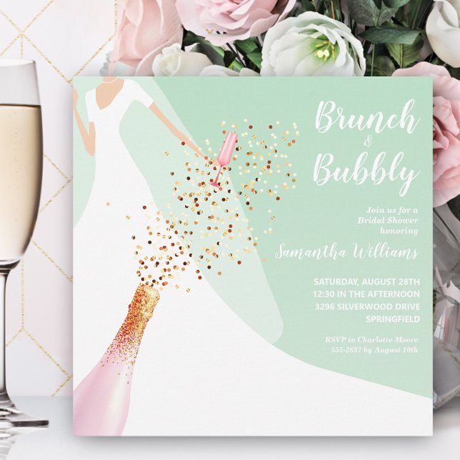 Invitación Ducha de novia Brunch Bubbly Mint (Subido por el creador)