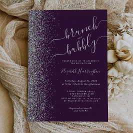 Invitación Ducha de novia Brunch & Bubbly Purple Silver