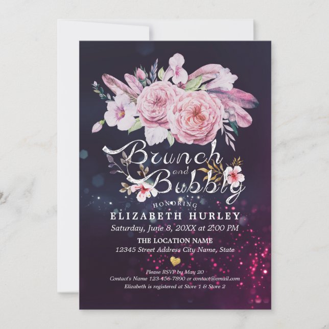 Invitación Ducha de novia brunch y bubbly (Anverso)
