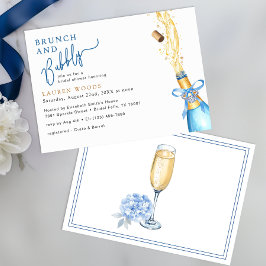Invitación Ducha de novia brunch y bubbly Blue Champagne Pop