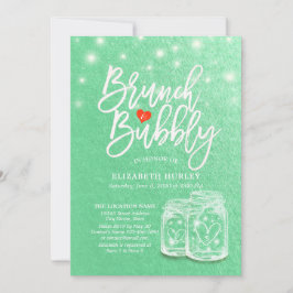 Invitación Ducha de novia brunch y bubbly Mason Jar Green Gol