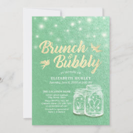 Invitación Ducha de novia brunch y bubbly Mason Jar Green Gol