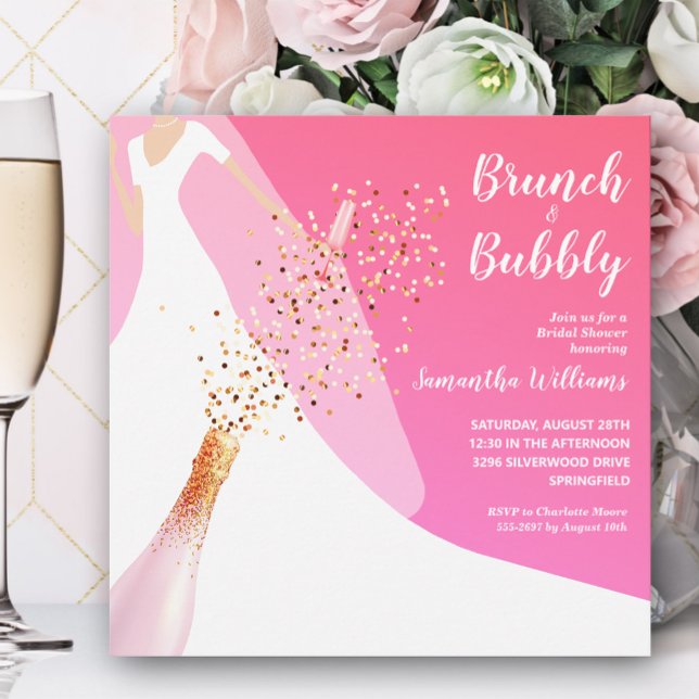 Invitación Ducha de novia brunch y bubbly pink (Subido por el creador)