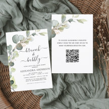 Ducha de novia brunch y bubbly QR Code Eucalyptus