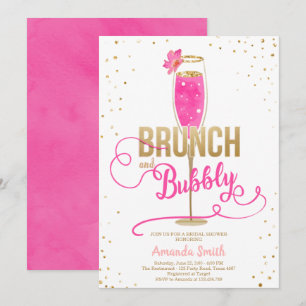 Invitación Ducha de novia brunch y bucosa, champán rosa calie