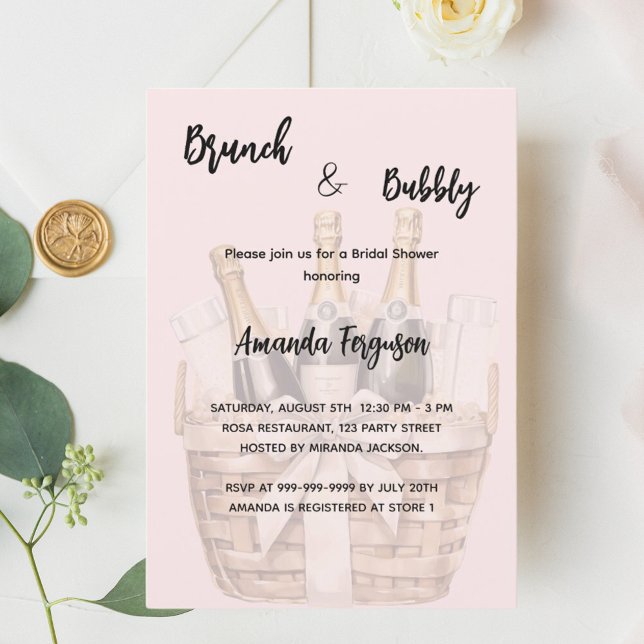 Invitación Ducha de novia brunch y rosa burbujeante (Subido por el creador)