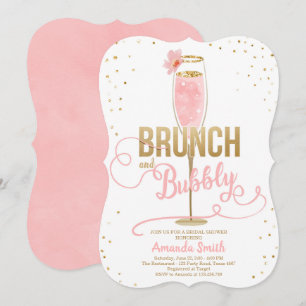 Invitación Ducha de novia Brunéi y Bubbly Rubor Gold Champagn