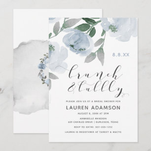 Invitación Ducha de Novia Burbujeante Brunch de Azul Polvorie