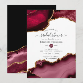 Invitación Ducha de Novia Burgundy y Ágata Dorada
