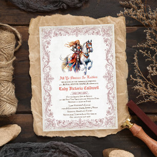Invitación Ducha de novia caballera medieval renacentista