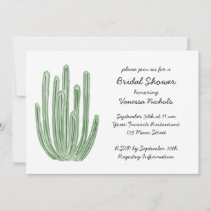 Invitación Ducha de Novia Cactus de Tubo de Órgano Acuarela