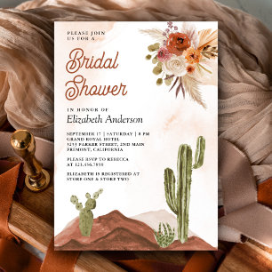 Invitación Ducha de Novia Cactus Floral de Terracota del Desi