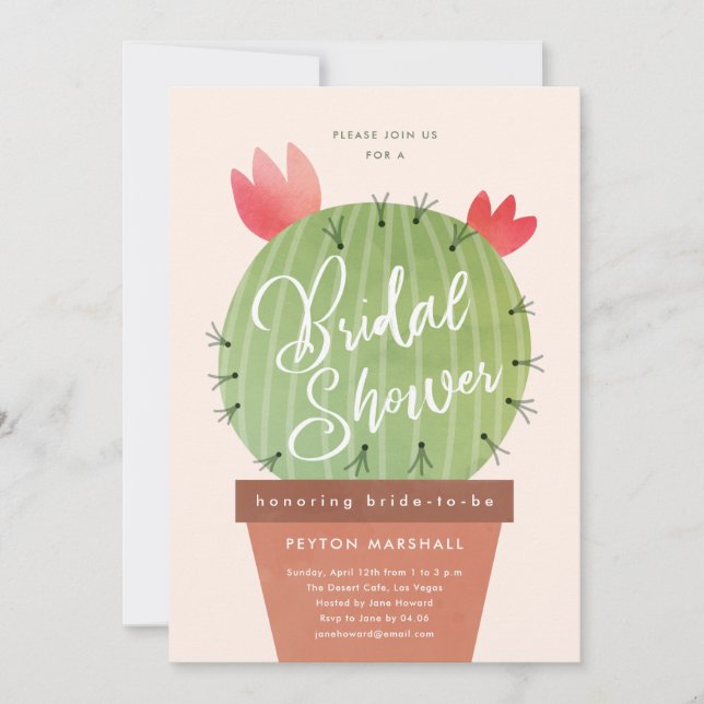 Invitación Ducha de Novia Cactus Moderno (Anverso)