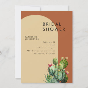 Invitación Ducha de Novia Cactus Terracota Geométrico II