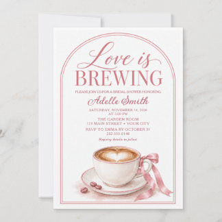 Invitación Ducha de Novia Café Amor Rosa está en Infusión 