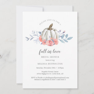 Invitación Ducha de novia Calabaza blanca Rosa Cae enamorada