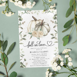 Invitación Ducha de Novia Calabaza Blanca Verde Otoño