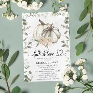 Invitación Ducha de Novia Calabaza Blanca Verde Otoño