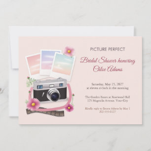 Invitación Ducha de Novia Cámara Vintage Imagen Perfecta