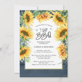 Invitación Ducha de Novia Campestre Azul de Madera Girasol I 