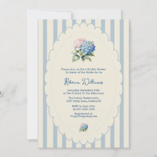 Invitación Ducha de novia campestre francesa con hortensias a
